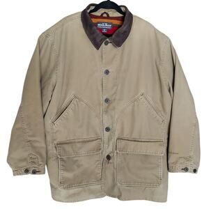 Woolrich Duck Canvas Chore Barn Coat Saddle Blanket Lined Wheat VTG Men's Sz XXL